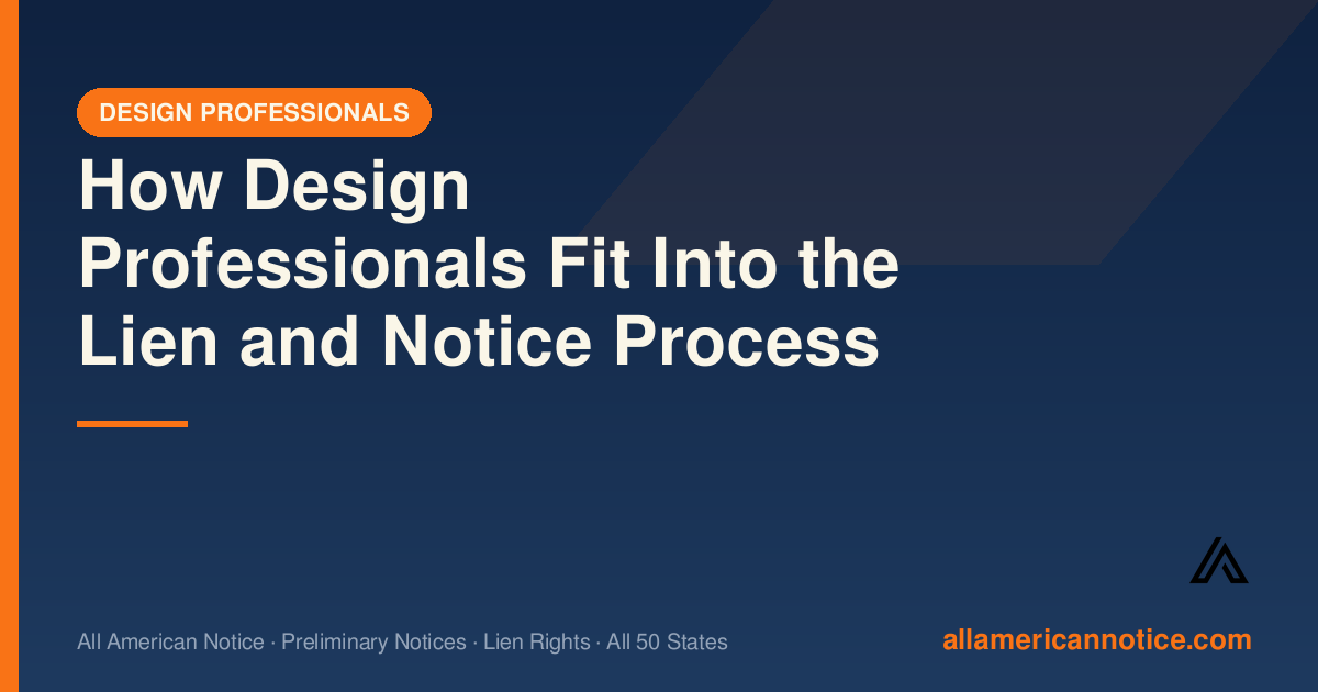 How Design Professionals Fit Into the Lien and Notice Process