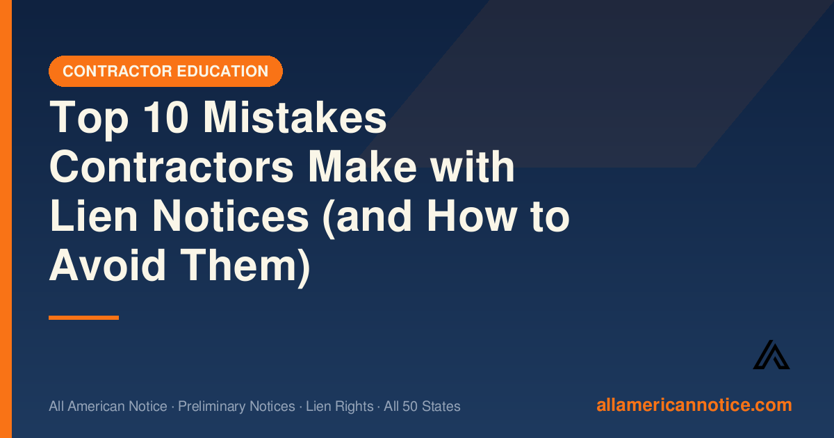 Top 10 Mistakes Contractors Make with Lien Notices (and How to Avoid Them)